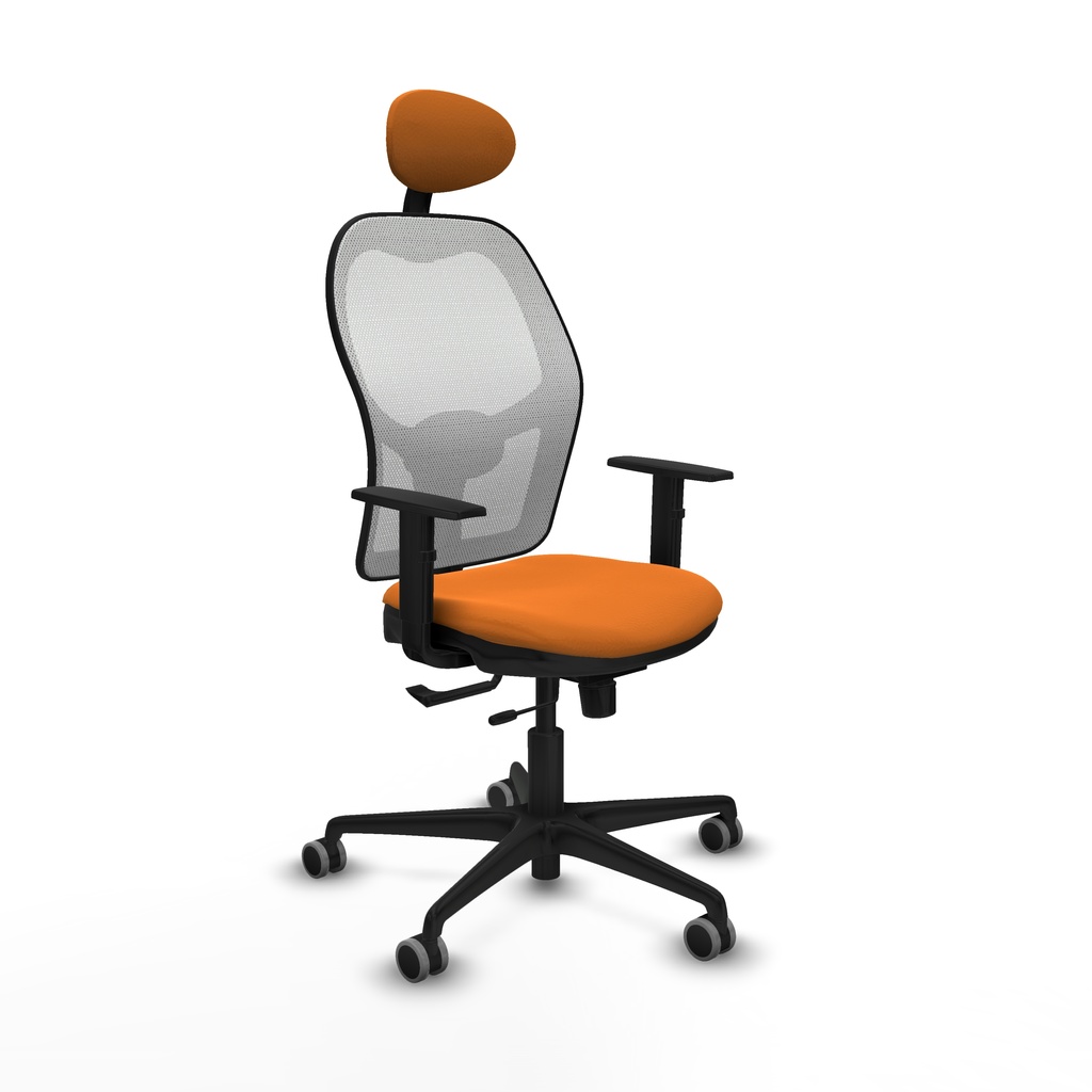 Jorquera traslack malla blanca similpiel naranja brazos 1D base nailon cabecero fijo ruedas 65mm engomada