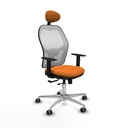 Jorquera traslack malla blanca similpiel naranja brazos 1D base aluminio cabecero fijo ruedas 65mm engomada