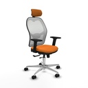 Jorquera traslack malla blanca similpiel naranja brazos 2D base aluminio cabecero 2D ruedas 65mm nailon