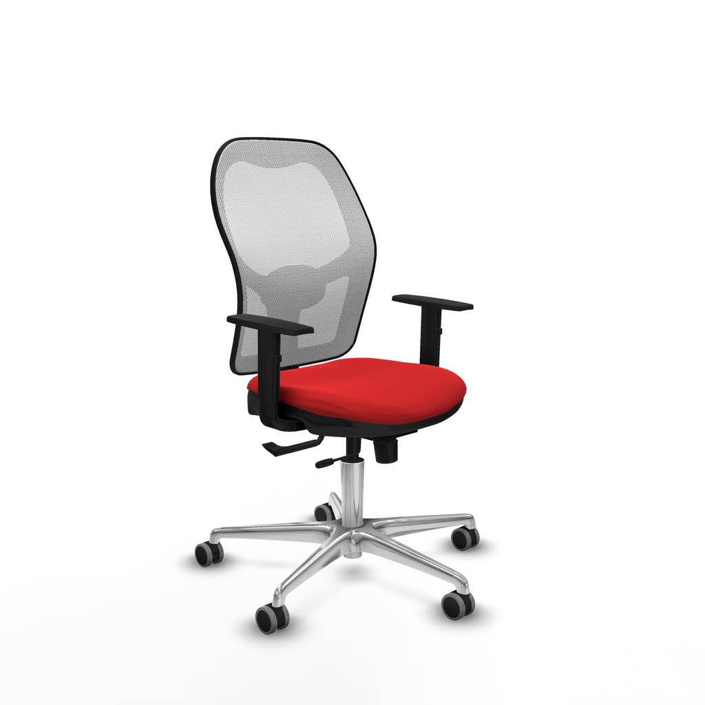 Jorquera traslack malla blanca similpiel rojo brazos 1D base aluminio  ruedas 65mm engomada
