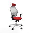 Jorquera traslack malla blanca similpiel rojo brazos 1D base aluminio cabecero 2D ruedas 65mm nailon