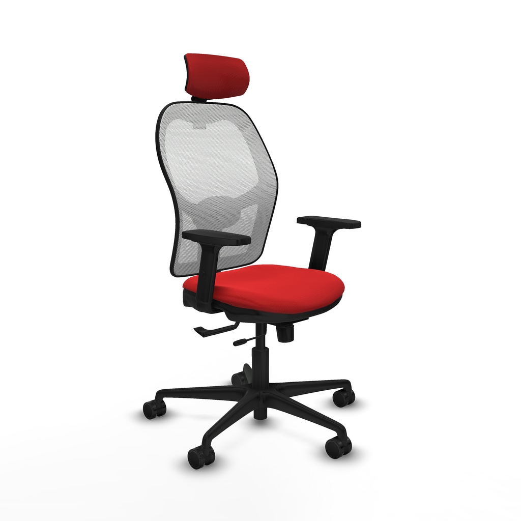 Jorquera traslack malla blanca similpiel rojo brazos 2D base nailon cabecero 2D ruedas 65mm nailon