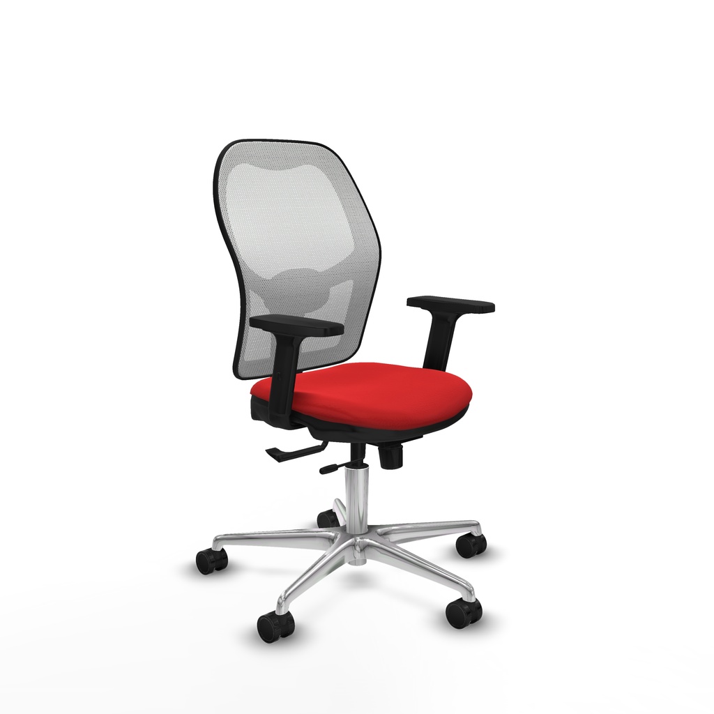 Jorquera traslack malla blanca similpiel rojo brazos 2D base aluminio  ruedas 65mm nailon