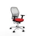 Jorquera traslack malla blanca similpiel rojo brazos 2D base aluminio  ruedas 65mm nailon