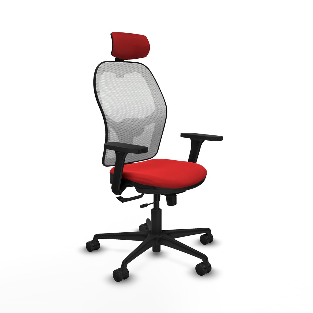 Jorquera traslack malla blanca similpiel rojo brazos 3D base nailon cabecero 2D ruedas 65mm nailon