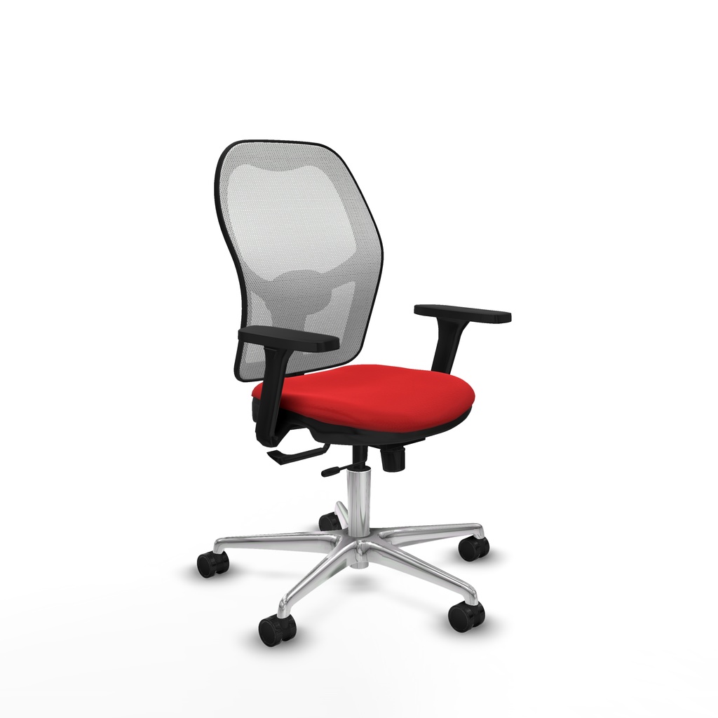 Jorquera traslack malla blanca similpiel rojo brazos 3D base aluminio  ruedas 65mm nailon