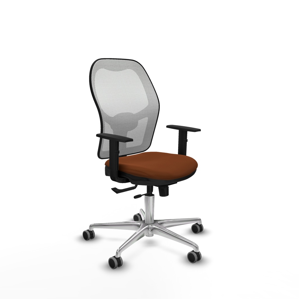 Jorquera traslack malla blanca similpiel marrón brazos 1D base aluminio  ruedas 65mm engomada