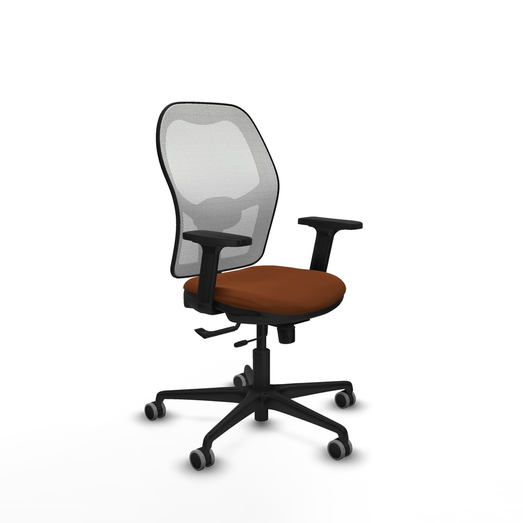 Jorquera traslack malla blanca similpiel marrón brazos 2D base nailon  ruedas 65mm engomada