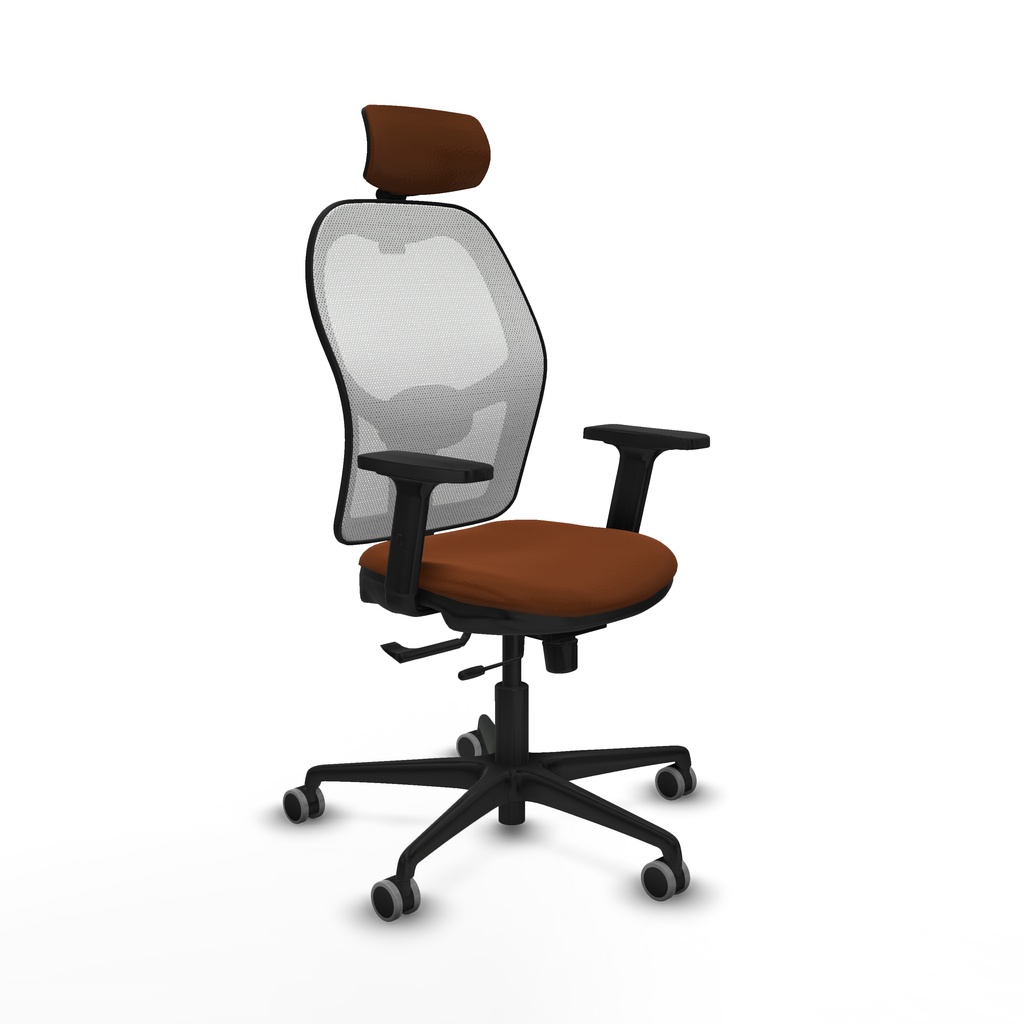 Jorquera traslack malla blanca similpiel marrón brazos 2D base nailon cabecero 2D ruedas 65mm engomada