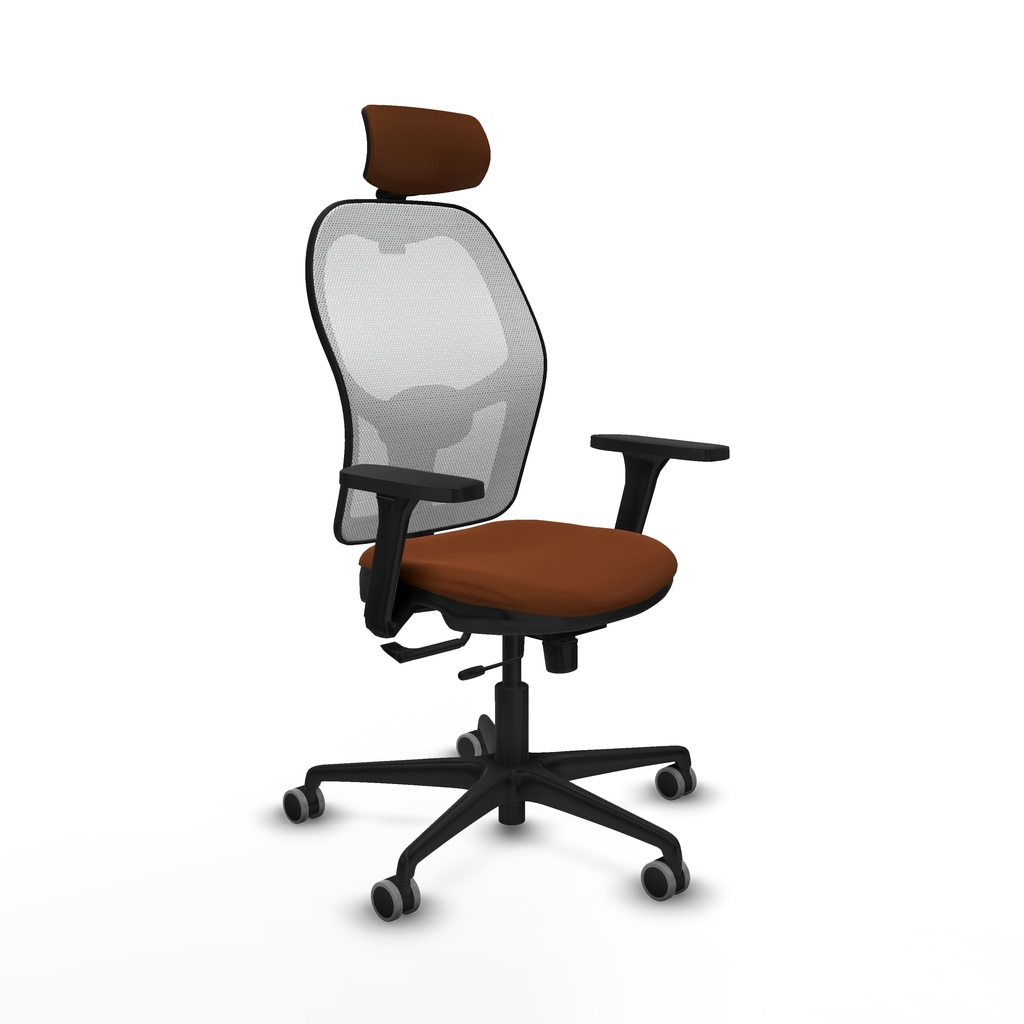 Jorquera traslack malla blanca similpiel marrón brazos 3D base nailon cabecero 2D ruedas 65mm engomada