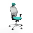 Jorquera traslack malla blanca similpiel turquesa brazos 1D base aluminio cabecero fijo ruedas 65mm engomada