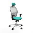 Jorquera traslack malla blanca similpiel turquesa brazos 1D base aluminio cabecero fijo ruedas 65mm nailon