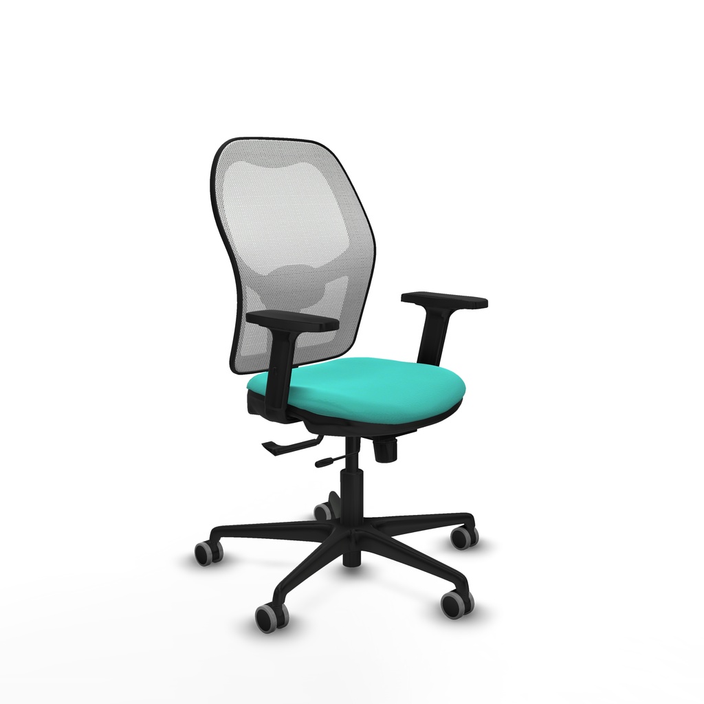 Jorquera traslack malla blanca similpiel turquesa brazos 2D base nailon  ruedas 65mm engomada