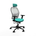 Jorquera traslack malla blanca similpiel turquesa brazos 2D base nailon cabecero 2D ruedas 65mm nailon