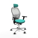 Jorquera traslack malla blanca similpiel turquesa brazos 3D base aluminio cabecero 2D ruedas 65mm engomada