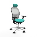 Jorquera traslack malla blanca similpiel turquesa brazos 3D base aluminio cabecero 2D ruedas 65mm nailon