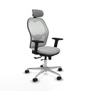 Jorquera traslack malla blanca similpiel gris claro brazos 2D base aluminio cabecero 2D ruedas 65mm nailon
