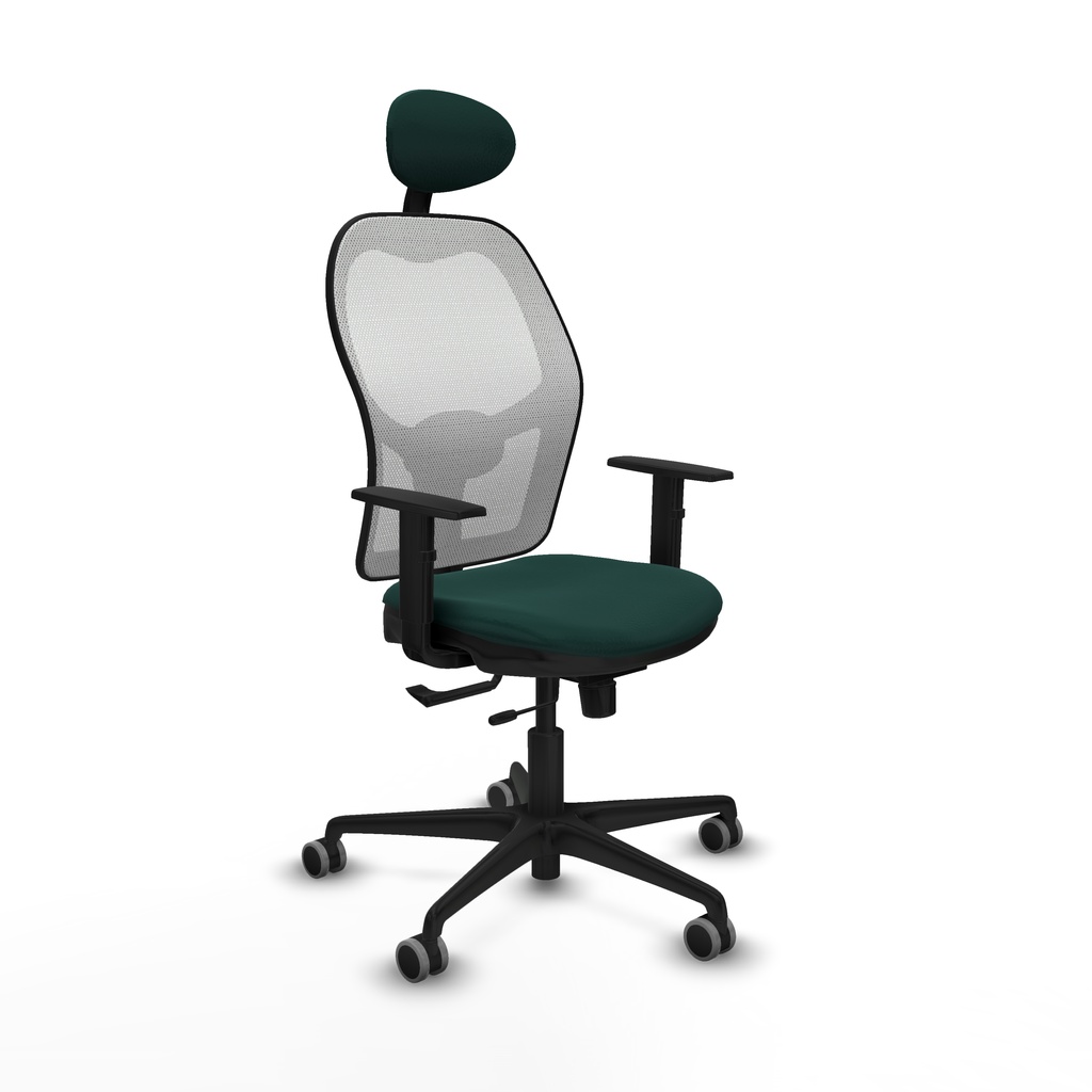 Jorquera traslack malla blanca similpiel verde botella brazos 1D base nailon cabecero fijo ruedas 65mm engomada