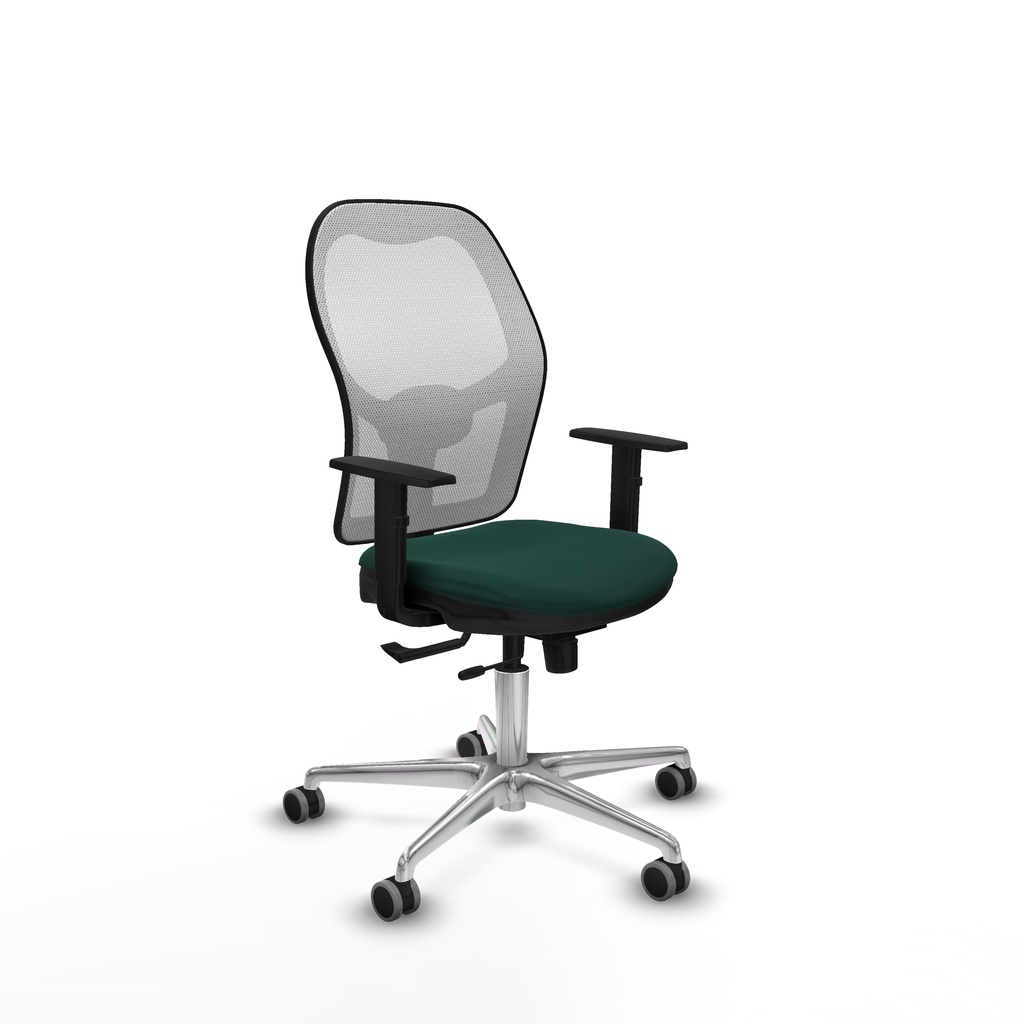 Jorquera traslack malla blanca similpiel verde botella brazos 1D base aluminio  ruedas 65mm engomada