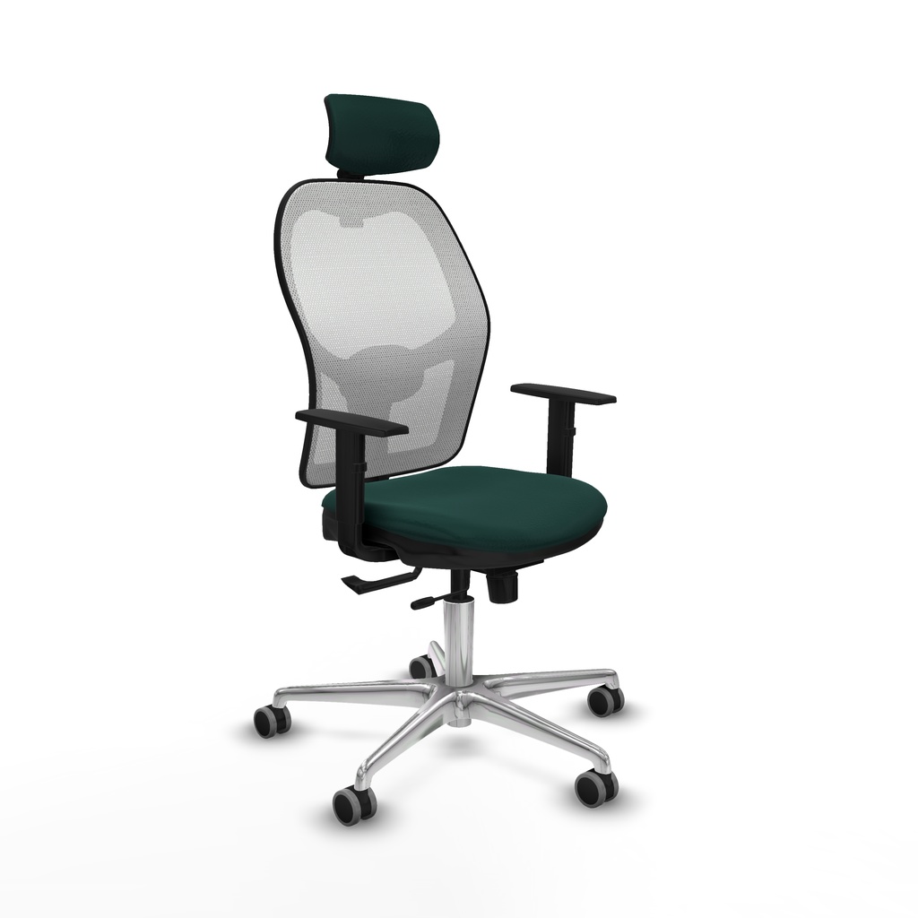 Jorquera traslack malla blanca similpiel verde botella brazos 1D base aluminio cabecero 2D ruedas 65mm engomada