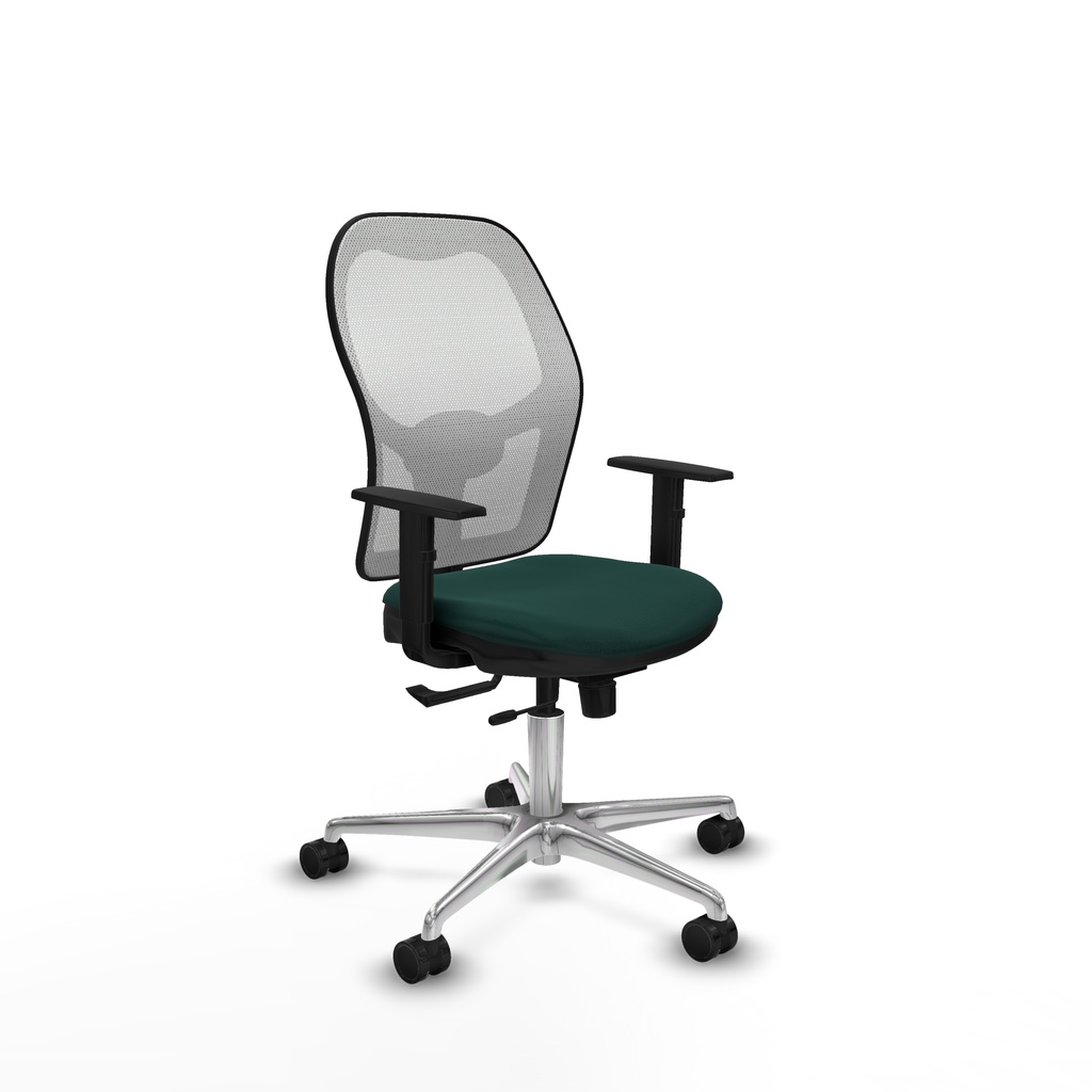 Jorquera traslack malla blanca similpiel verde botella brazos 1D base aluminio  ruedas 65mm nailon