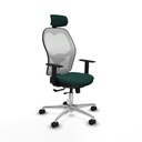 Jorquera traslack malla blanca similpiel verde botella brazos 1D base aluminio cabecero 2D ruedas 65mm nailon