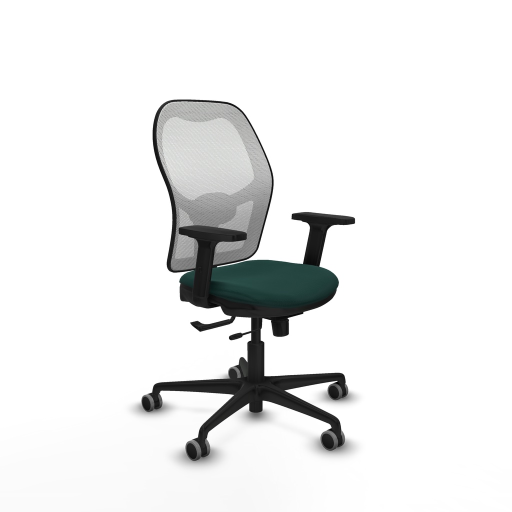 Jorquera traslack malla blanca similpiel verde botella brazos 2D base nailon  ruedas 65mm engomada