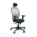 Jorquera traslack malla blanca similpiel verde botella brazos 2D base nailon cabecero fijo ruedas 65mm engomada
