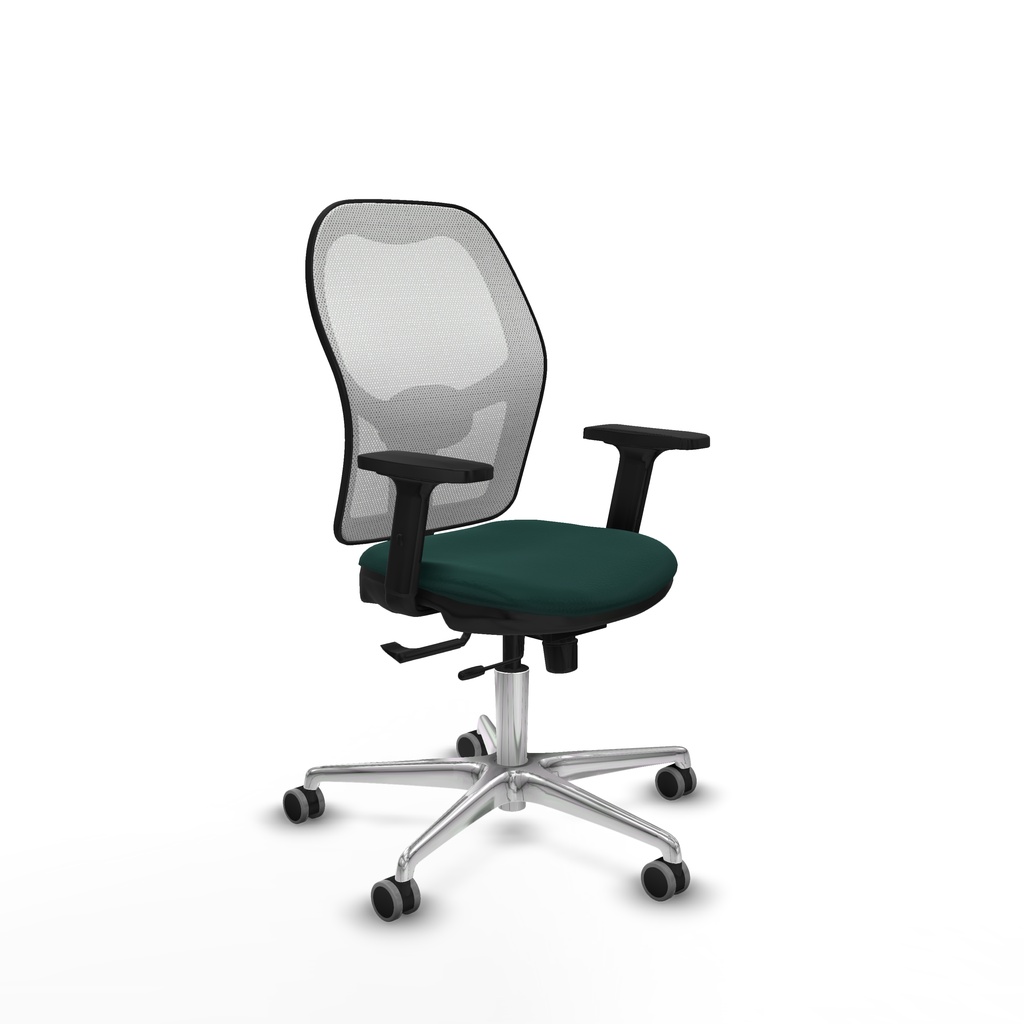 Jorquera traslack malla blanca similpiel verde botella brazos 2D base aluminio  ruedas 65mm engomada