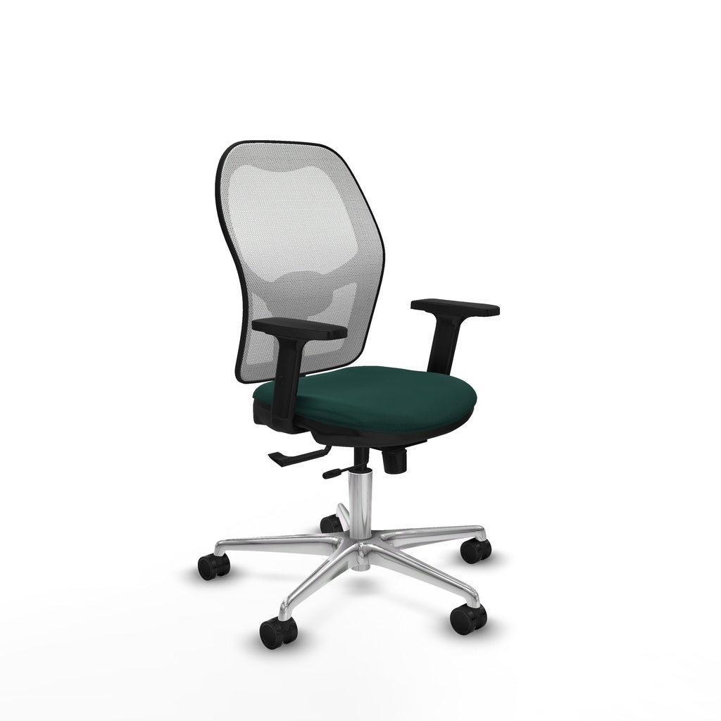 Jorquera traslack malla blanca similpiel verde botella brazos 2D base aluminio  ruedas 65mm nailon