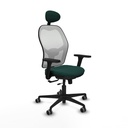 Jorquera traslack malla blanca similpiel verde botella brazos 3D base nailon cabecero fijo ruedas 65mm engomada