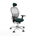 Jorquera traslack malla blanca similpiel verde botella brazos 3D base aluminio cabecero fijo ruedas 65mm engomada