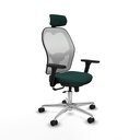 Jorquera traslack malla blanca similpiel verde botella brazos 3D base aluminio cabecero 2D ruedas 65mm nailon