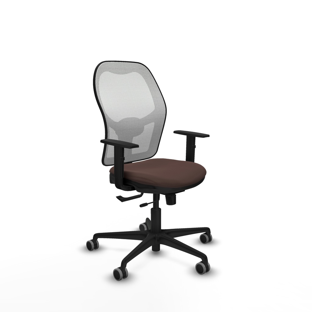 Jorquera traslack malla blanca similpiel marrón oscuro brazos 1D base nailon  ruedas 65mm engomada