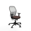 Jorquera traslack malla blanca similpiel marrón oscuro brazos 1D base nailon  ruedas 65mm engomada