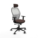 Jorquera traslack malla blanca similpiel marrón oscuro brazos 1D base nailon cabecero 2D ruedas 65mm engomada