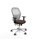 Jorquera traslack malla blanca similpiel marrón oscuro brazos 1D base aluminio  ruedas 65mm engomada