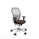 Jorquera traslack malla blanca similpiel marrón oscuro brazos 1D base aluminio  ruedas 65mm nailon