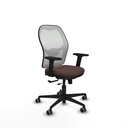 Jorquera traslack malla blanca similpiel marrón oscuro brazos 2D base nailon  ruedas 65mm engomada