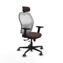Jorquera traslack malla blanca similpiel marrón oscuro brazos 2D base nailon cabecero 2D ruedas 65mm engomada