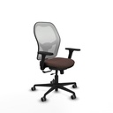 Jorquera traslack malla blanca similpiel marrón oscuro brazos 3D base nailon  ruedas 65mm engomada
