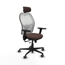 Jorquera traslack malla blanca similpiel marrón oscuro brazos 3D base nailon cabecero 2D ruedas 65mm engomada