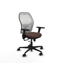 Jorquera traslack malla blanca similpiel marrón oscuro brazos 3D base nailon  ruedas 65mm nailon