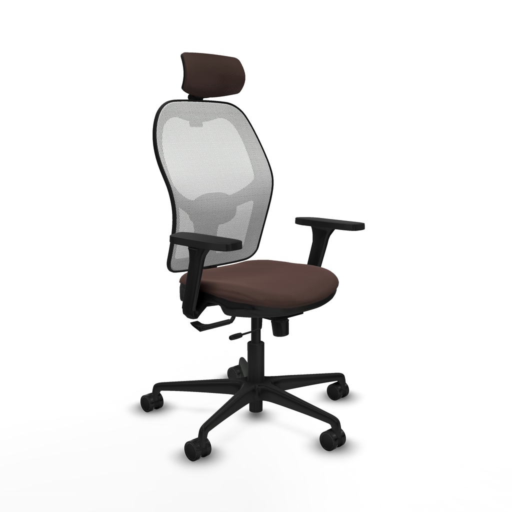 Jorquera traslack malla blanca similpiel marrón oscuro brazos 3D base nailon cabecero 2D ruedas 65mm nailon