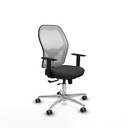 Jorquera traslack malla blanca similpiel gris oscuro brazos 1D base aluminio  ruedas 65mm engomada