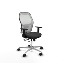 Jorquera traslack malla blanca similpiel gris oscuro brazos 1D base aluminio  ruedas 65mm nailon