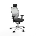 Jorquera traslack malla blanca similpiel gris oscuro brazos 1D base aluminio cabecero 2D ruedas 65mm nailon