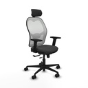 Jorquera traslack malla blanca similpiel gris oscuro brazos 2D base nailon cabecero 2D ruedas 65mm nailon