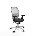 Jorquera traslack malla blanca similpiel gris oscuro brazos 2D base aluminio  ruedas 65mm engomada
