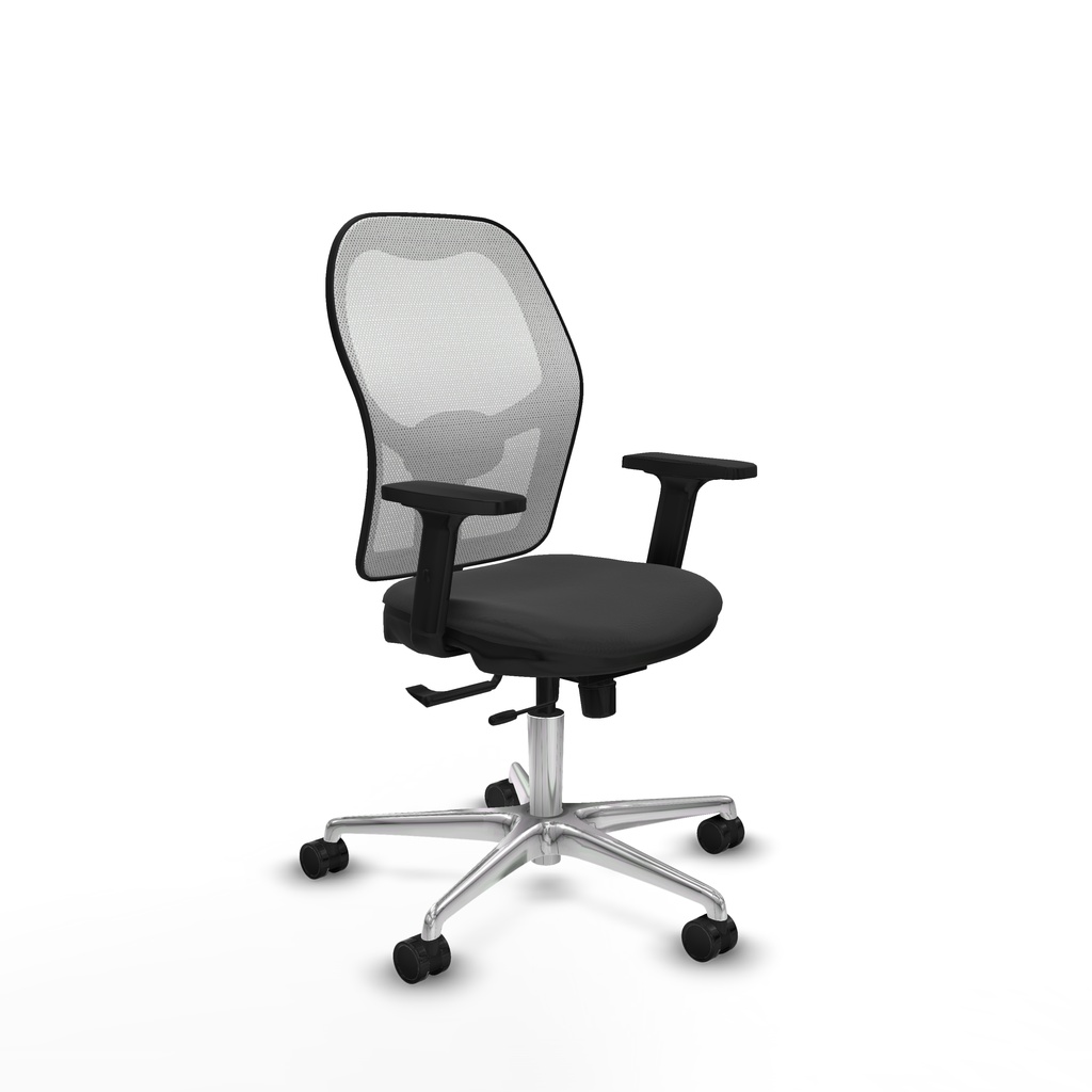 Jorquera traslack malla blanca similpiel gris oscuro brazos 2D base aluminio  ruedas 65mm nailon
